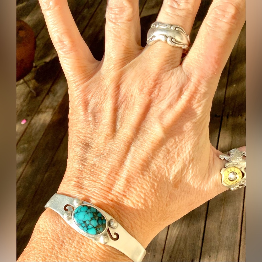 Turquoise/ sterling cuff, adjustable